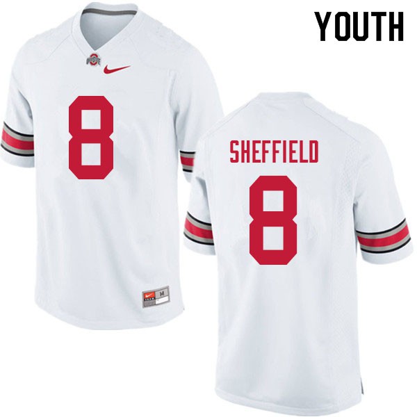 Ohio State Buckeyes #8 Kendall Sheffield Youth Football Jersey White OSU39404